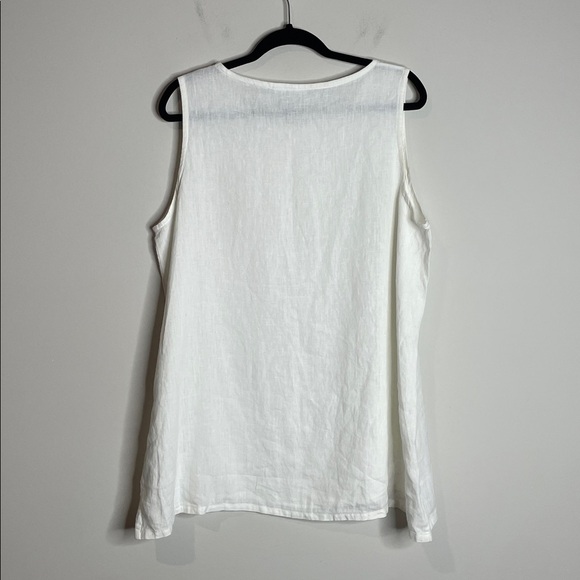 Bryn Walker | Women’s 100% Linen White Sleeveless Top Size Medium - Picture 5 of 5